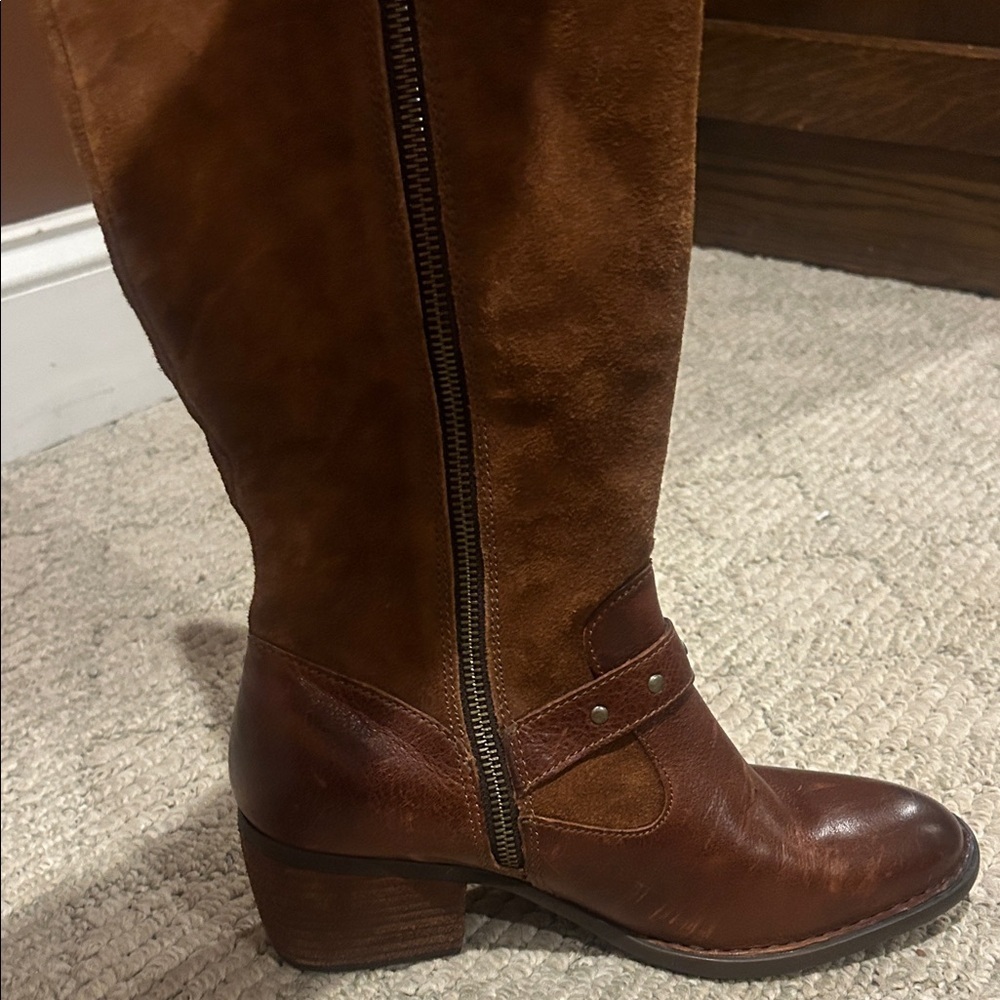 Born Alize Chestnut Leather and Suede Boots - Picture 7 of 16